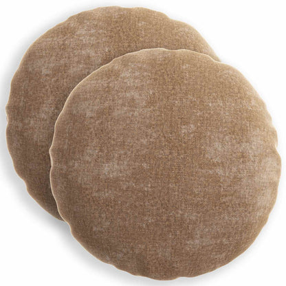 Cushion Cover 2 pcs HEERLEN Brown Ø 50 cm Chenille Fabric
