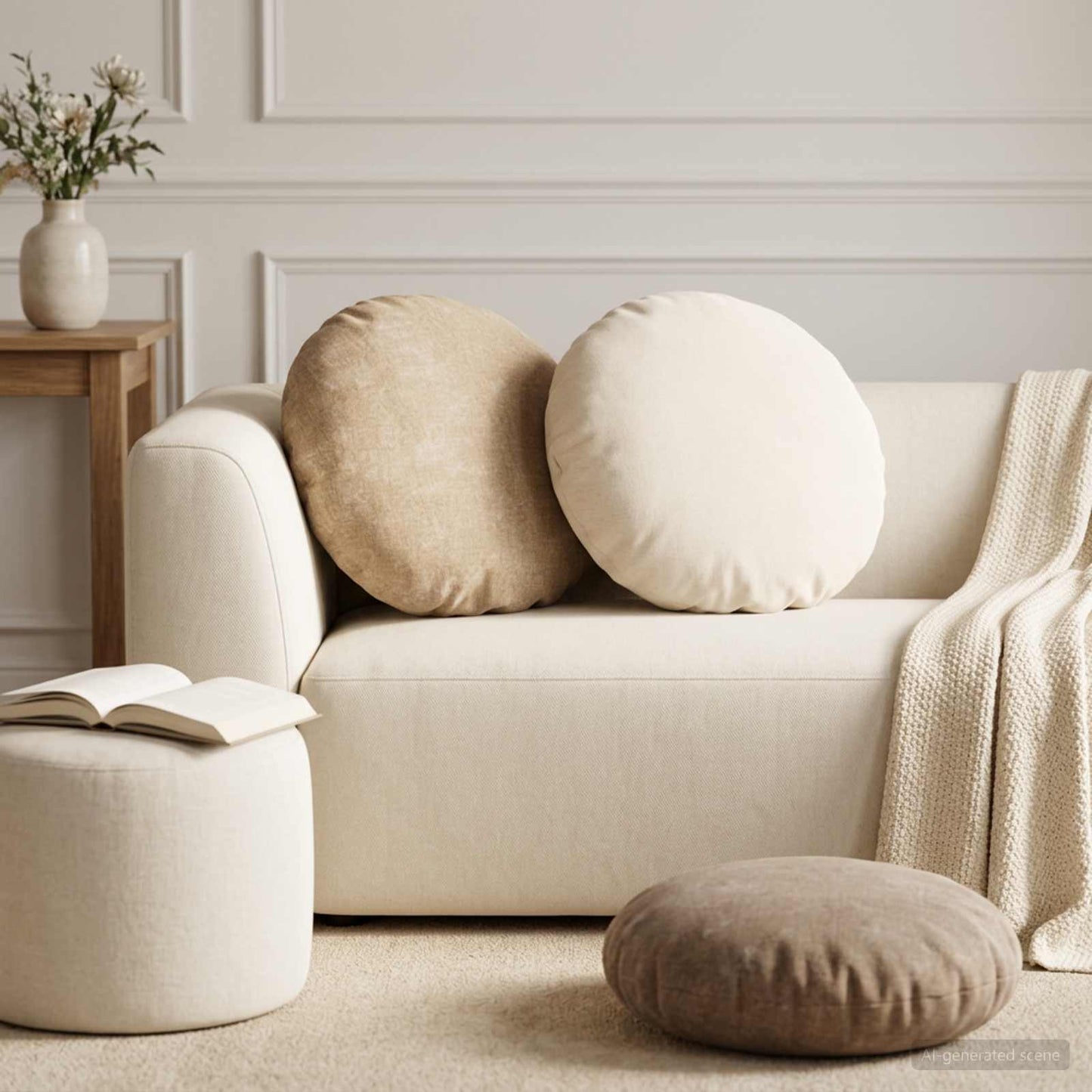 Cushion Cover 2 pcs HEERLEN Brown Ø 50 cm Chenille Fabric