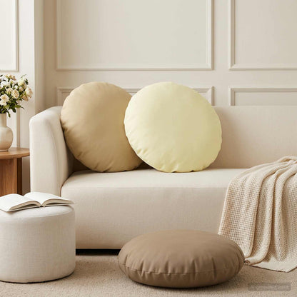 Cushion Cover 2 pcs HEERLEN Cream Ø 60 cm Polyester
