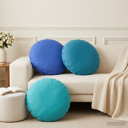 Cushion Cover 2 pcs HEERLEN Light Blue Ø 60 cm Polyester