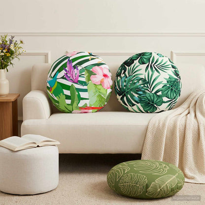 Cushion Cover 2 pcs HEERLEN Leaf Design Ø 60 cm Polyester