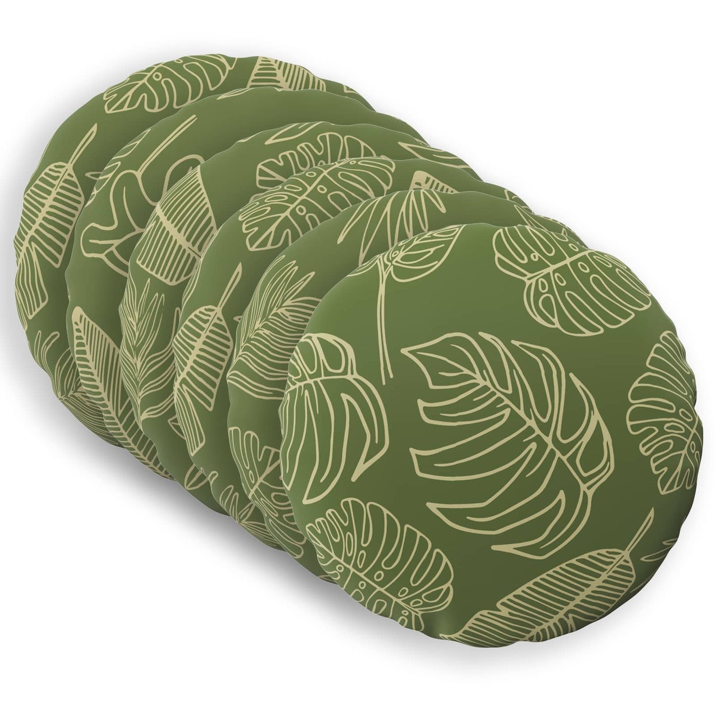 Cushion Cover 6 pcs HEERLEN Leaf Design Ø 50 cm Polyester