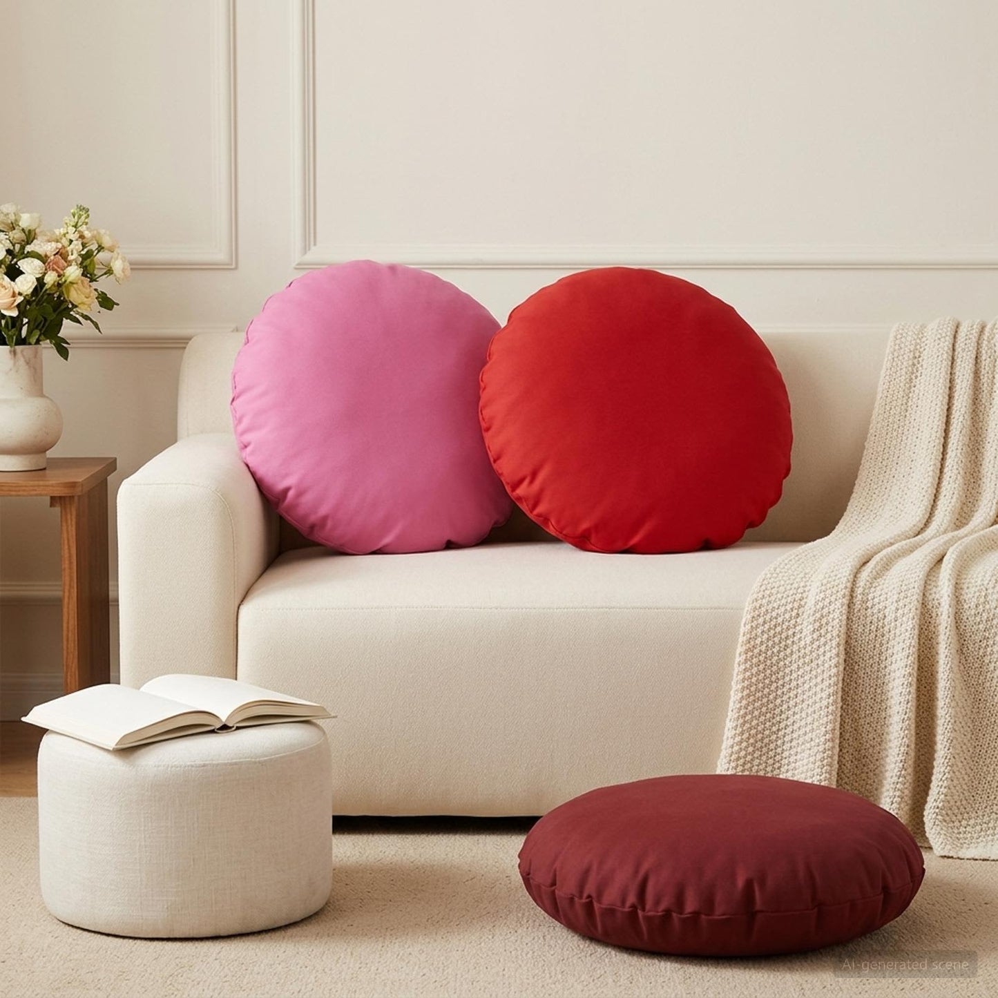 Cushion Cover 2 pcs HEERLEN Red Ø 50 cm Polyester