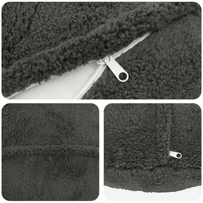 Cushion Cover 2 pcs HEERLEN Dark Grey Dia. 50 cm Bouclé