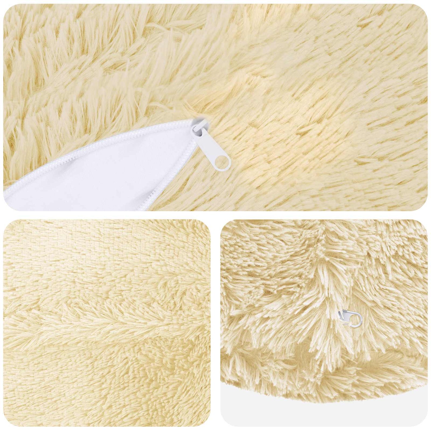 Cushion Cover 2 pcs HEERLEN Cream Ø 50 cm PV Fleece