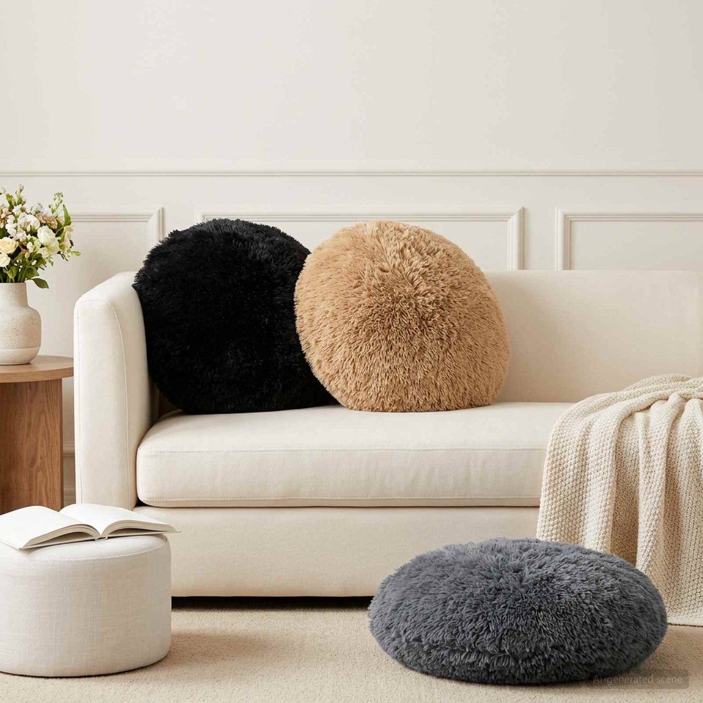 Cushion Cover 2 pcs HEERLEN Anthracite Ø 60 cm PV Fleece