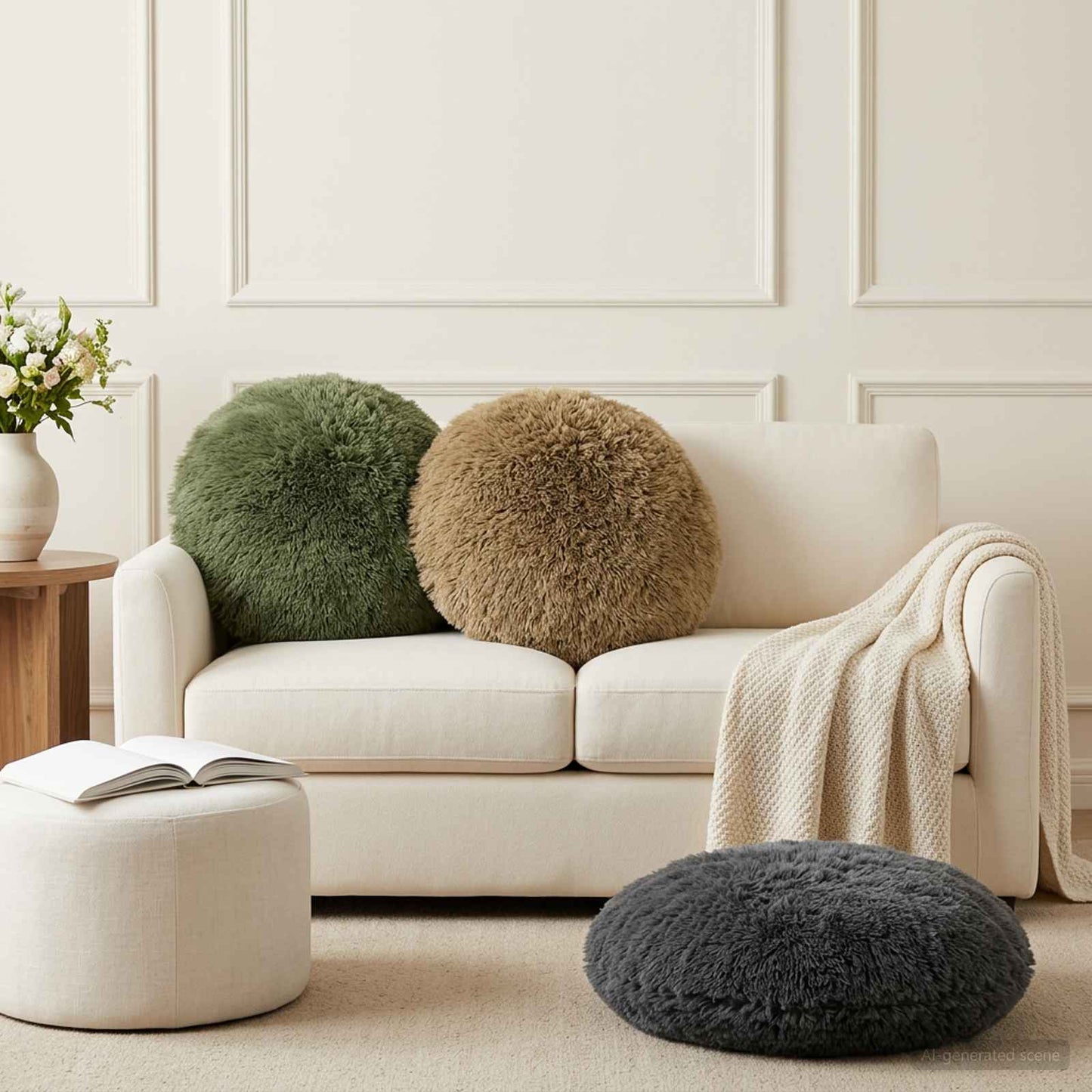Cushion Cover 6 pcs HEERLEN Light Green Ø 50 cm PV Fleece