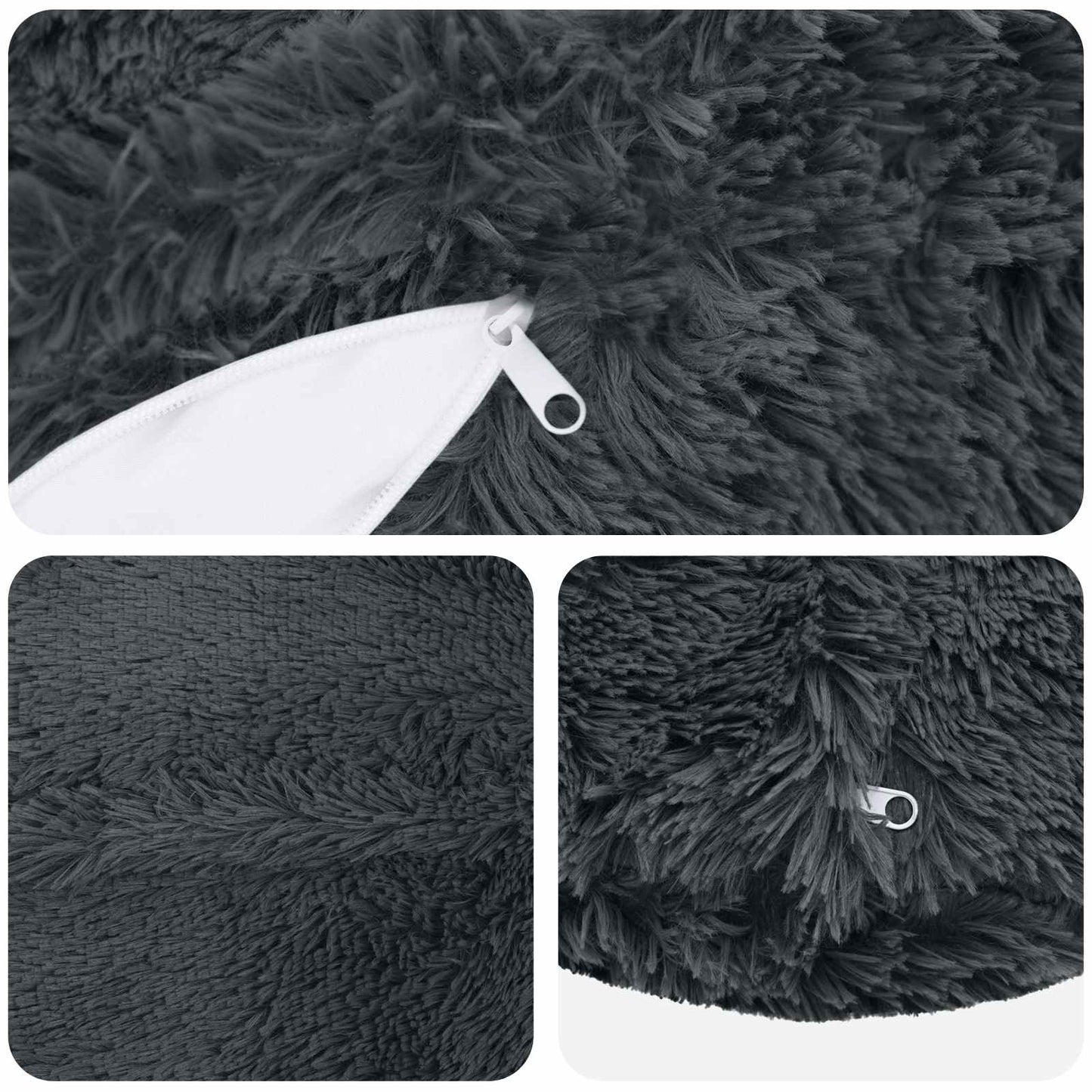 Cushion Cover 2 pcs HEERLEN Anthracite Ø 50 cm PV Fleece