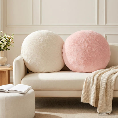 Cushion Cover 2 pcs HEERLEN Pink Ø 60 cm Faux Rabbit Fur