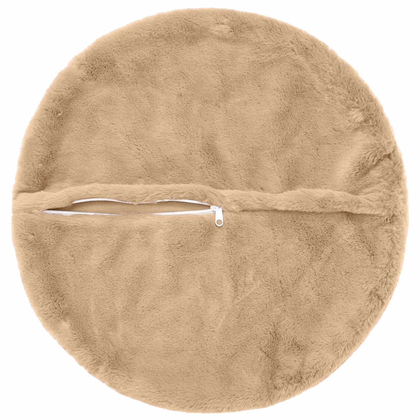 Cushion Cover 2 pcs HEERLEN Cream Ø 50 cm Faux Rabbit Fur