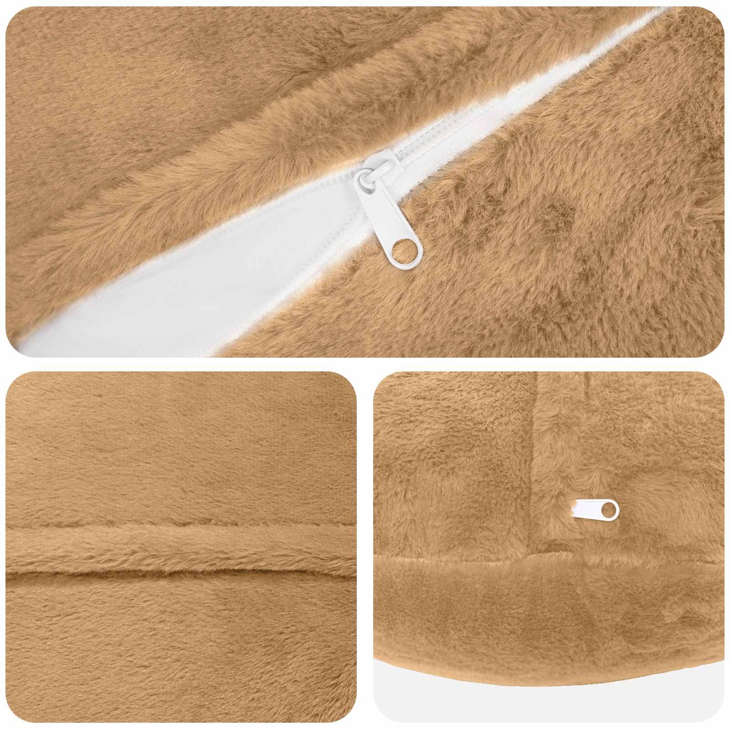 Cushion Cover 2 pcs HEERLEN Taupe Ø 50 cm Faux Rabbit Fur