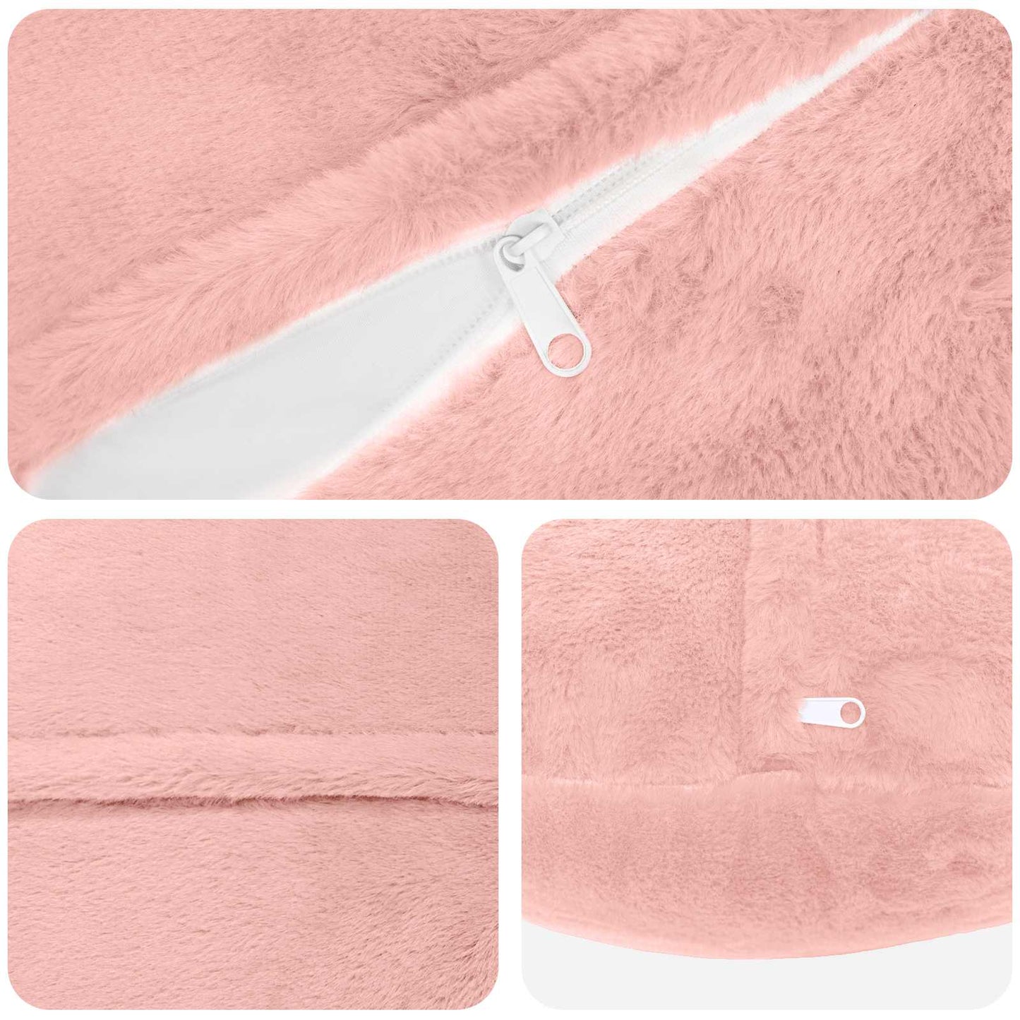 Cushion Cover 2 pcs HEERLEN Pink Ø 50 cm Faux Rabbit Fur