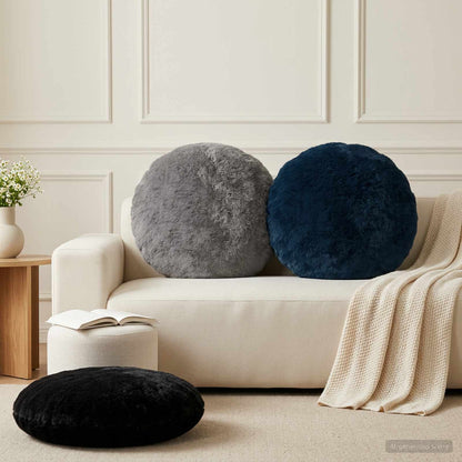 Cushion Cover 2 pcs HEERLEN Dark Grey Ø 60 cm Faux Rabbit Fur