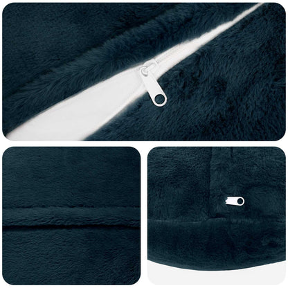 Cushion Cover 2 pcs HEERLEN Navy Blue Ø 50 cm Faux Rabbit Fur
