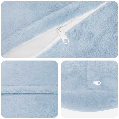 Cushion Cover 2 pcs HEERLEN Light Blue Ø 50 cm Faux Rabbit Fur