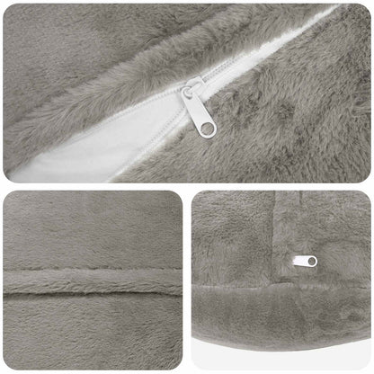 Cushion Cover 2 pcs HEERLEN Light Grey Ø 50 cm Faux Rabbit Fur