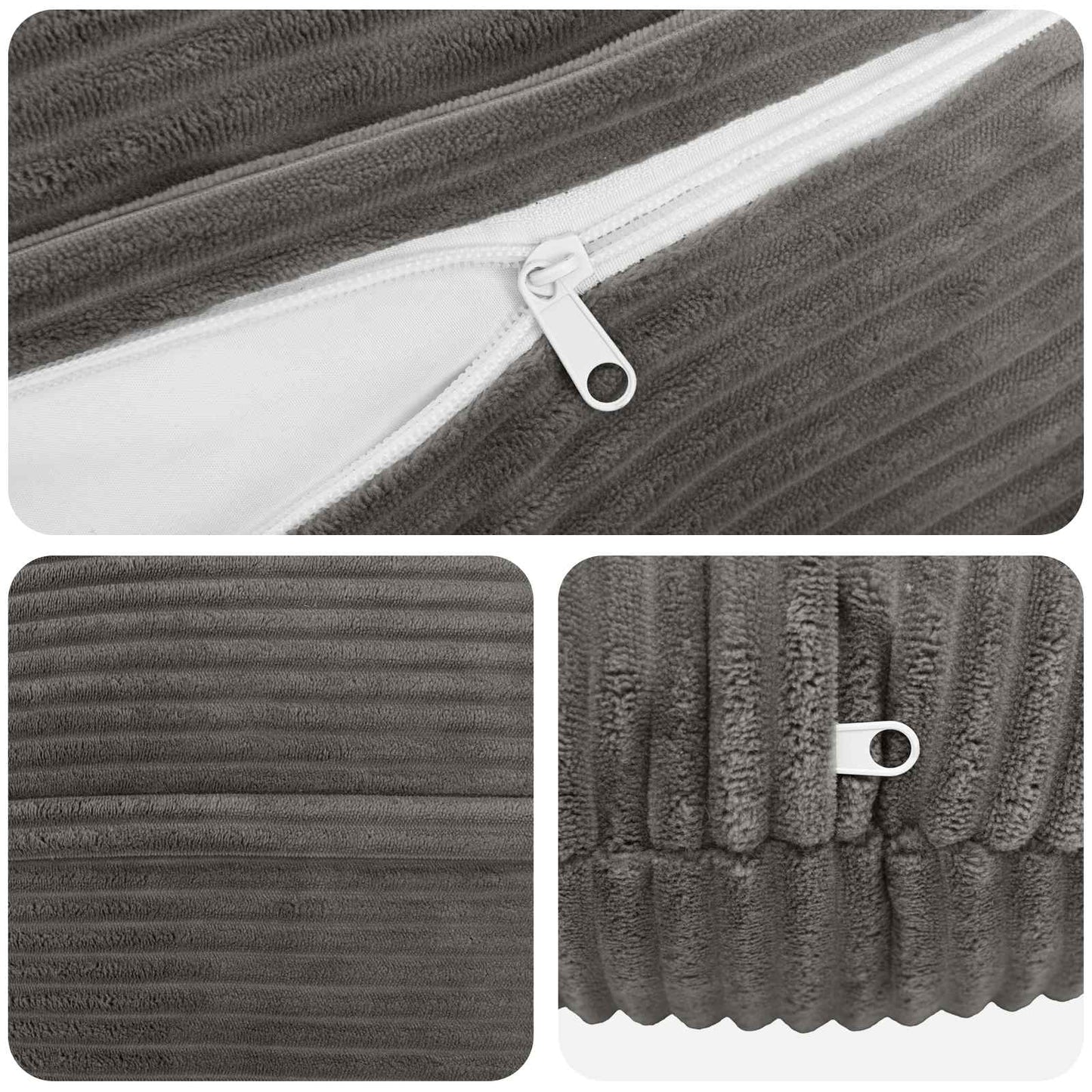 Cushion Cover 2 pcs HEERLEN Dark Grey Ø 60 cm Corduroy