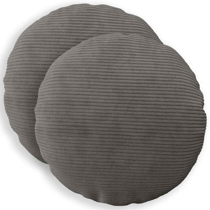 Cushion Cover 2 pcs HEERLEN Dark Grey Ø 60 cm Corduroy