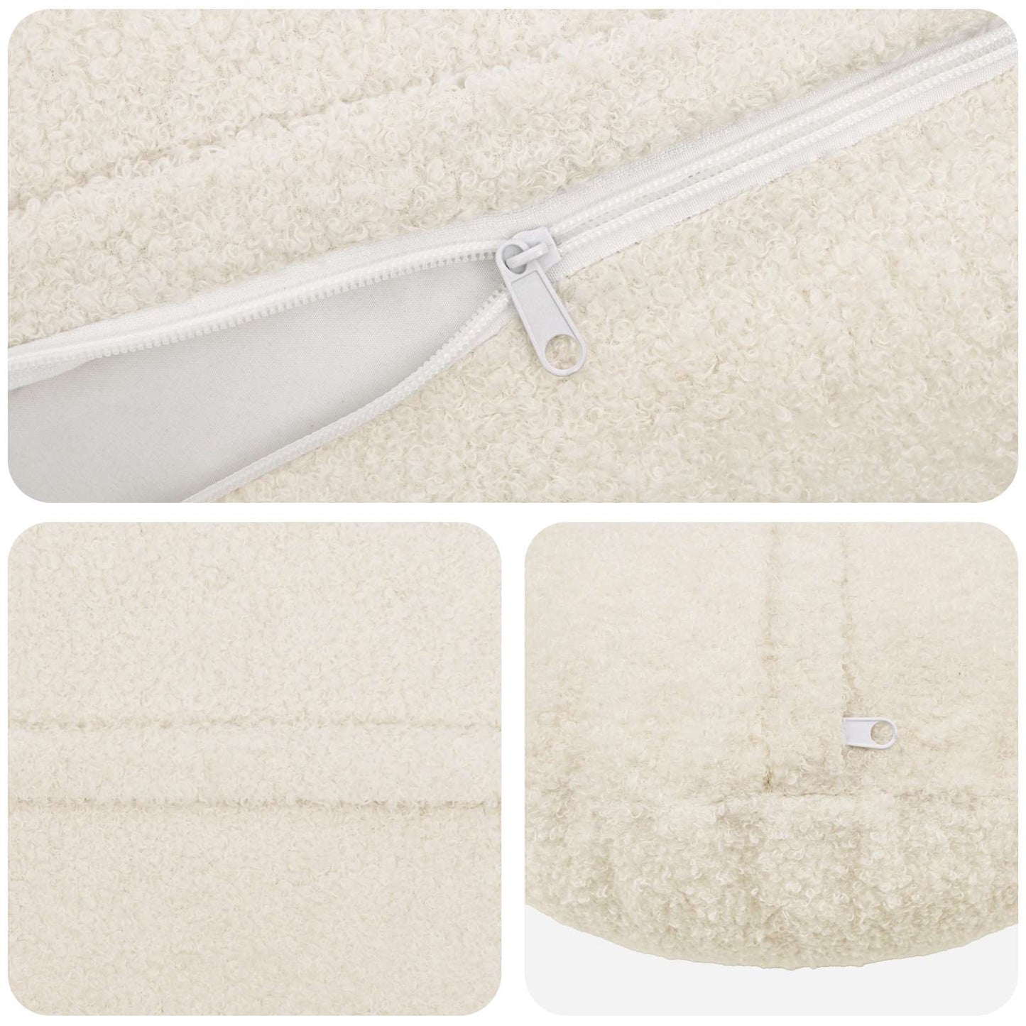 Cushion Cover 2 pcs HEERLEN Cream Ø 60 cm Bouclé