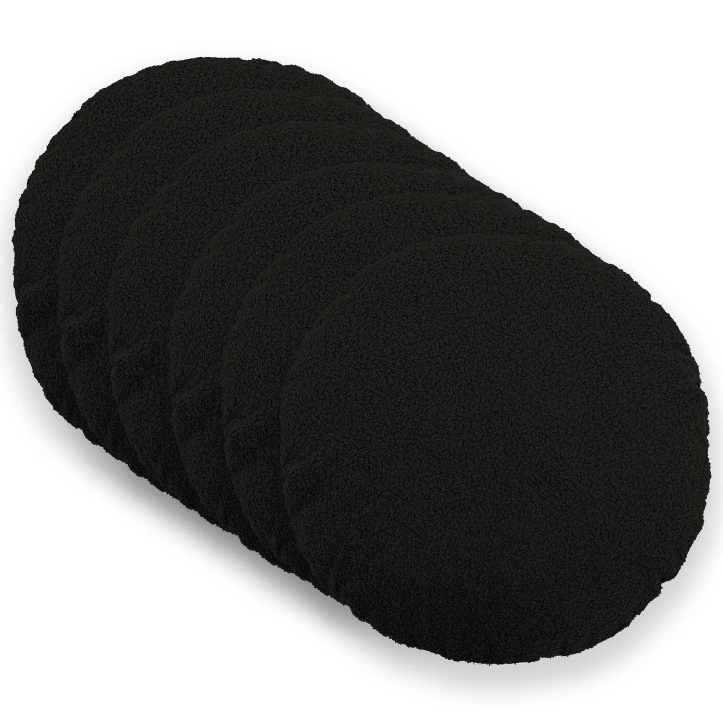 Cushion Cover 6 pcs HEERLEN Black Ø 60 cm Bouclé