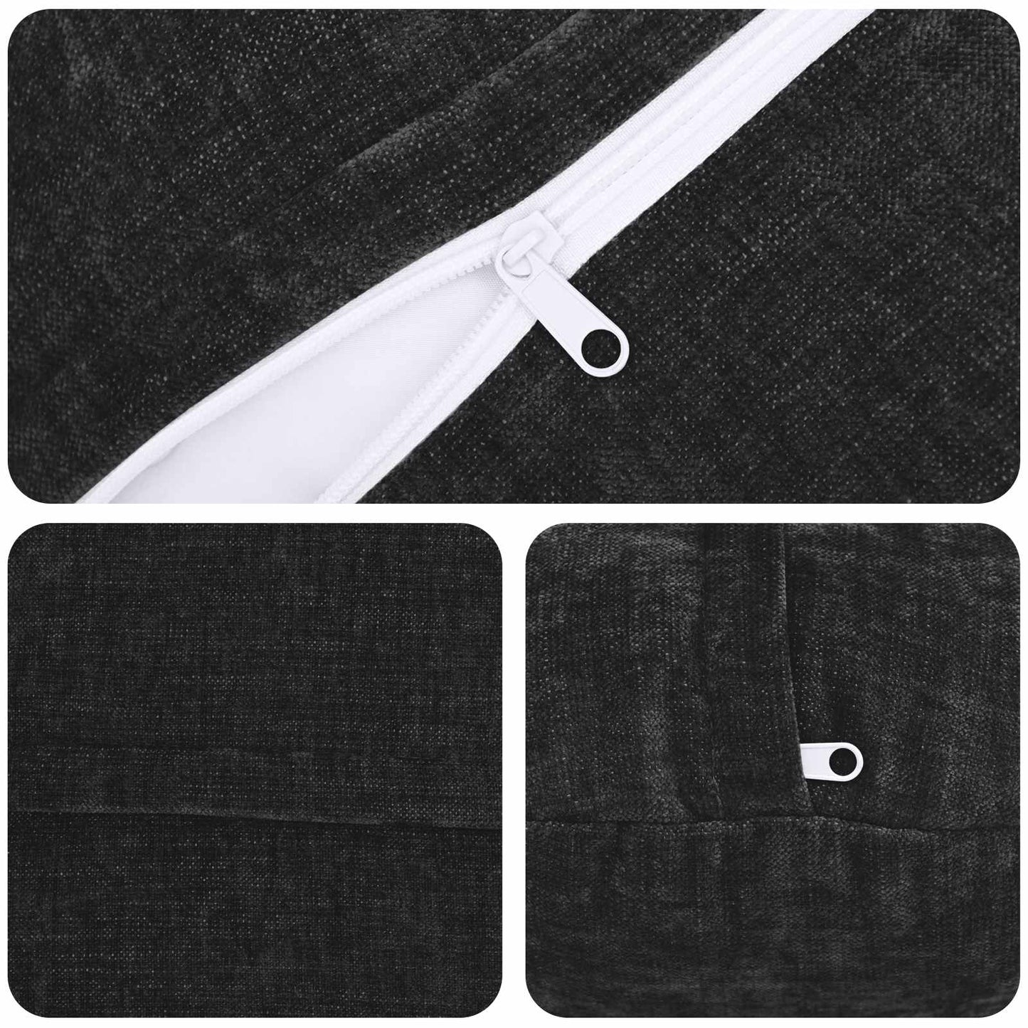 Cushion Cover 2 pcs HEERLEN Anthracite Ø 60 cm Chenille Fabric