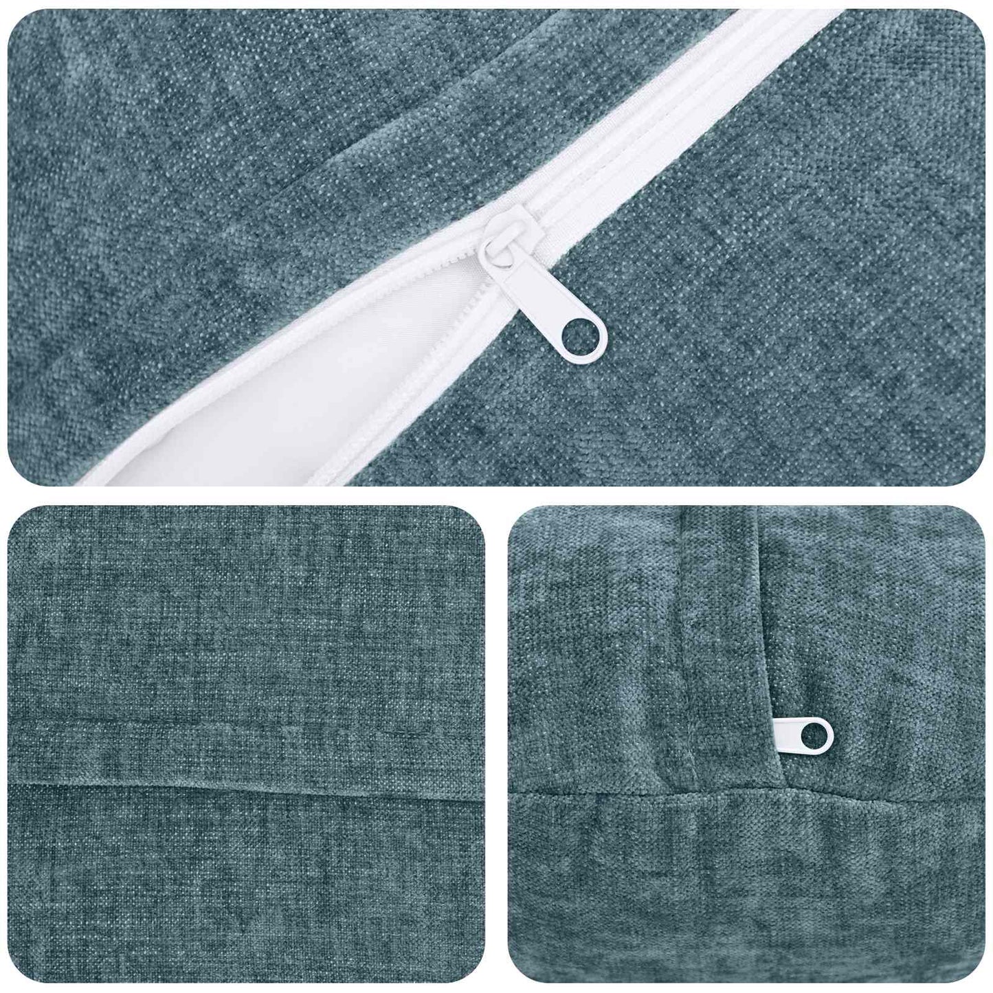 Cushion Cover 2 pcs HEERLEN Blue Ø 60 cm Chenille Fabric