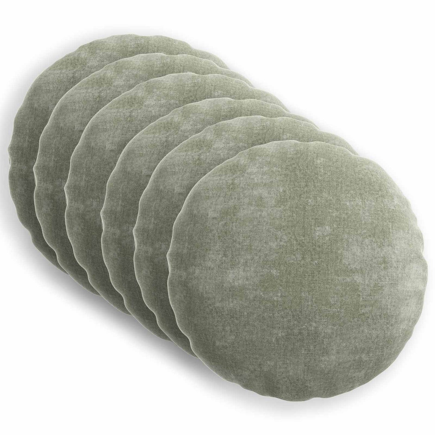 Cushion Cover 6 pcs HEERLEN Green Ø 60 cm Chenille Fabric