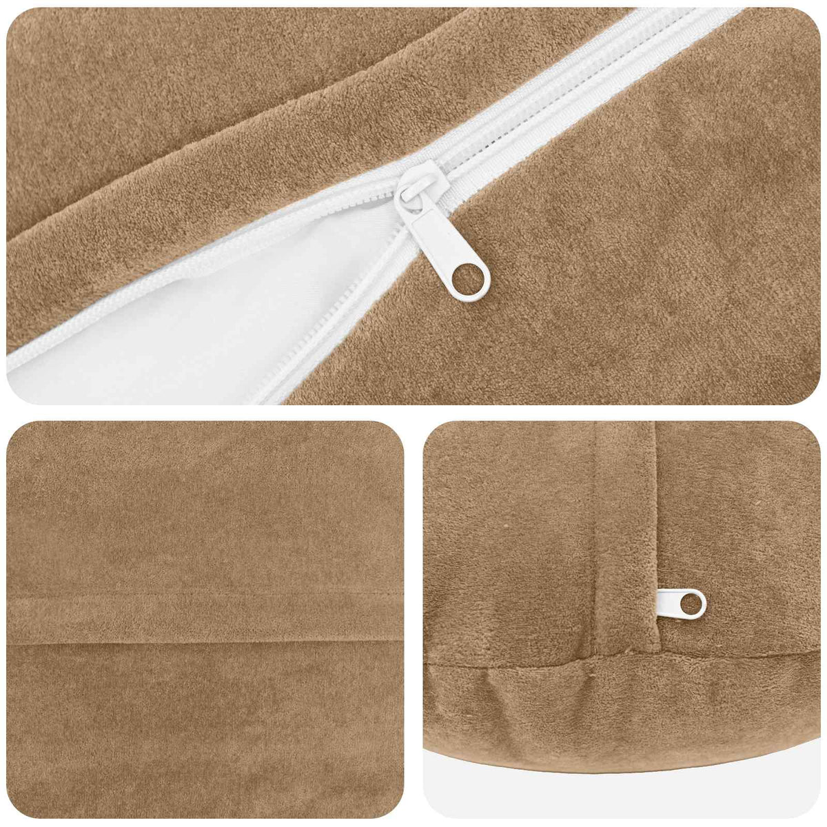 Cushion Cover 2 pcs HEERLEN Taupe Ø 60 cm Microfiber Fleece