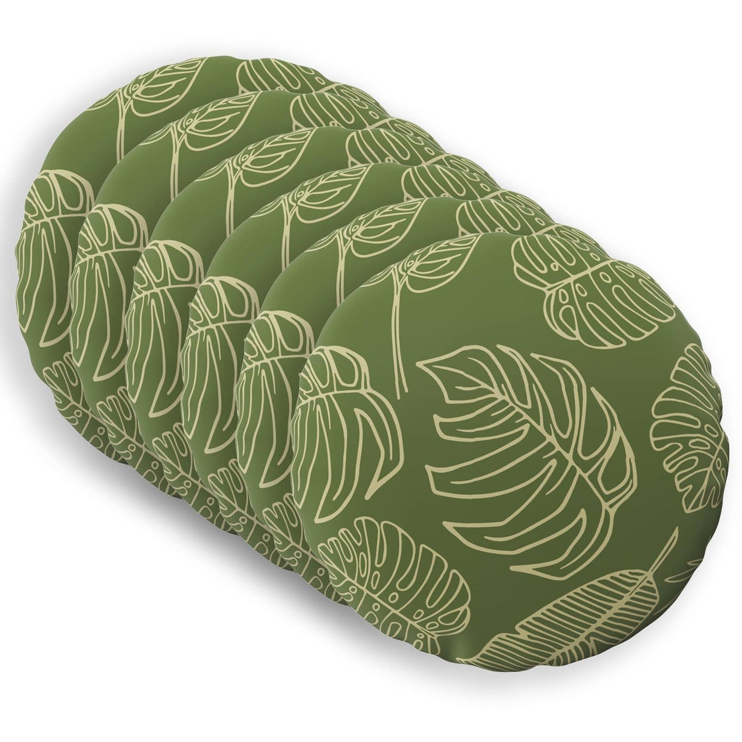 Cushion Cover 6 pcs HEERLEN Leaf Design Ø 60 cm Polyester