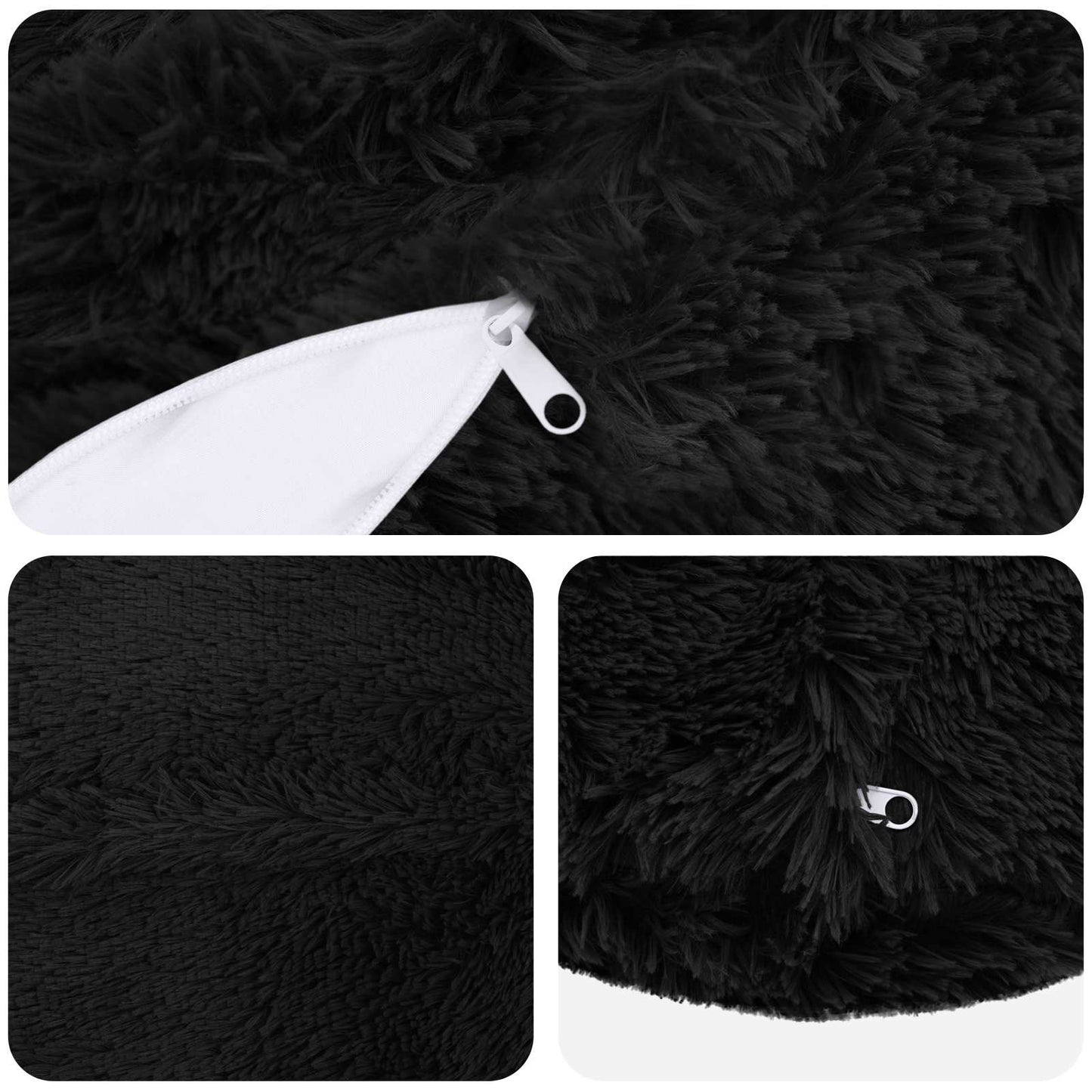 Cushion Cover 2 pcs HEERLEN Black Ø 60 cm PV Fleece