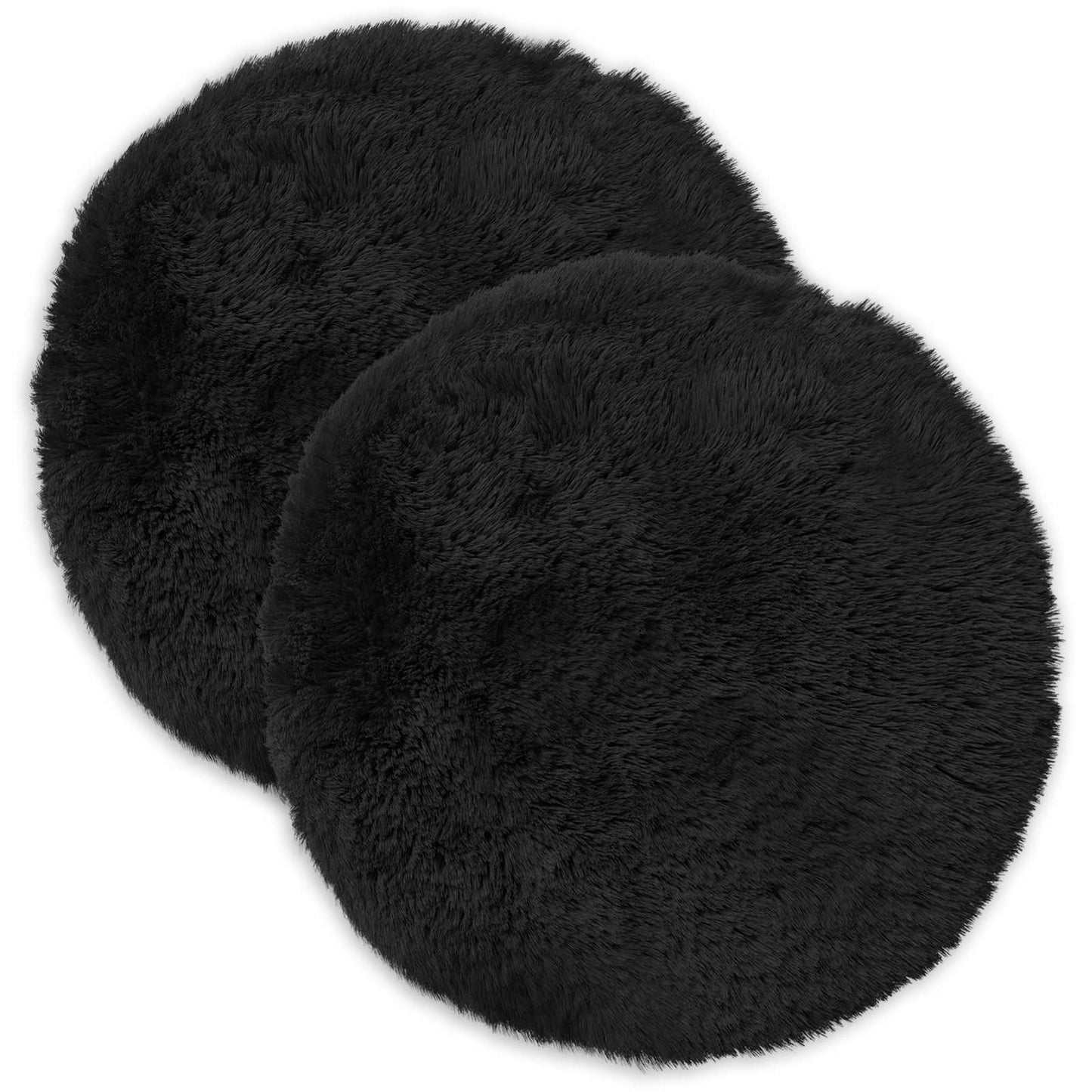Cushion Cover 2 pcs HEERLEN Black Ø 60 cm PV Fleece
