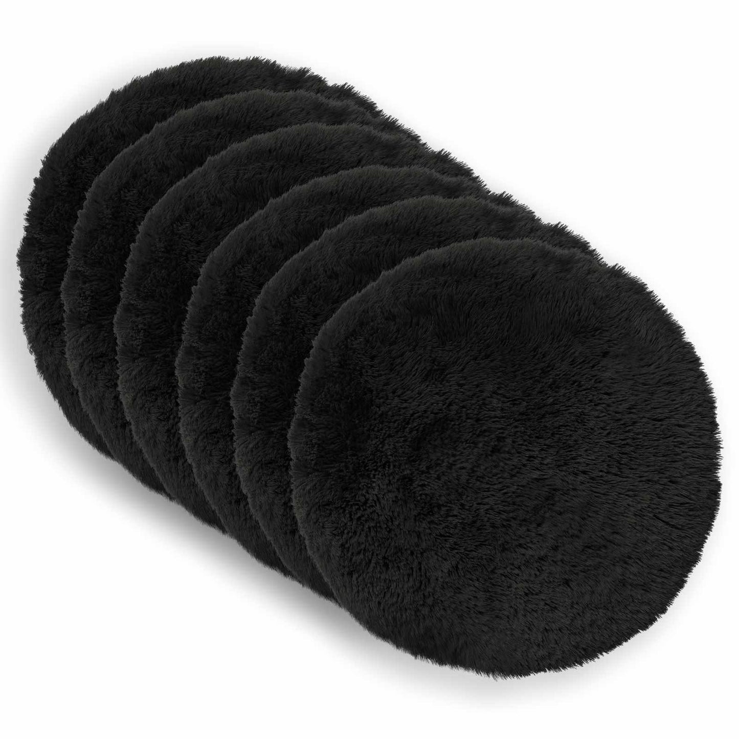 Cushion Cover 6 pcs HEERLEN Black Ø 60 cm PV Fleece
