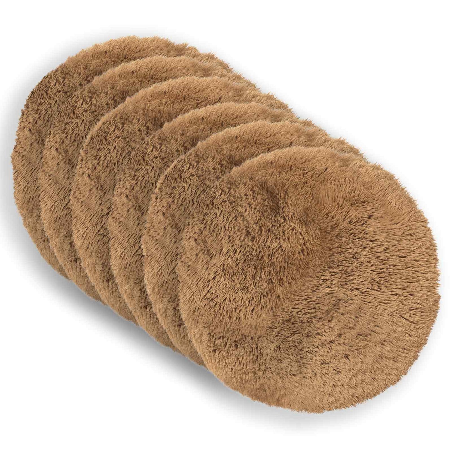 Cushion Cover 6 pcs HEERLEN Taupe Ø 60 cm PV Fleece