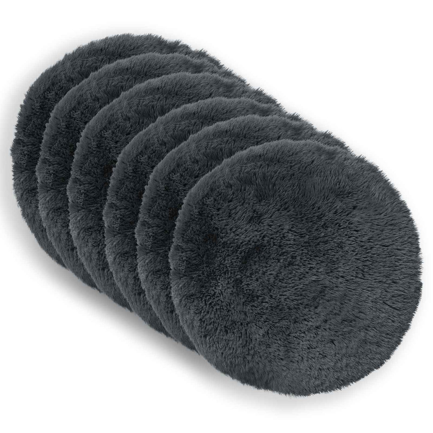 Cushion Cover 6 pcs HEERLEN Anthracite Ø 60 cm PV Fleece