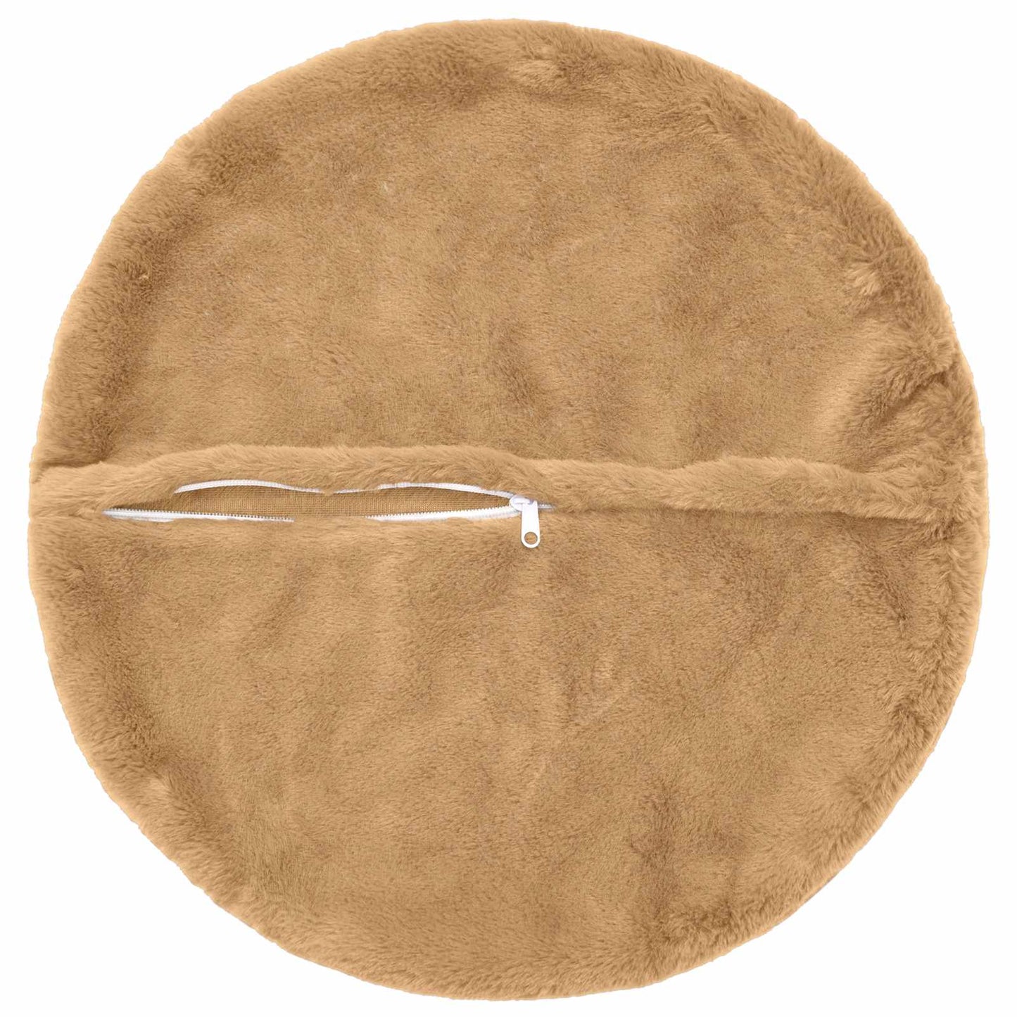Cushion Cover 2 pcs HEERLEN Taupe Ø 60 cm Faux Rabbit Fur