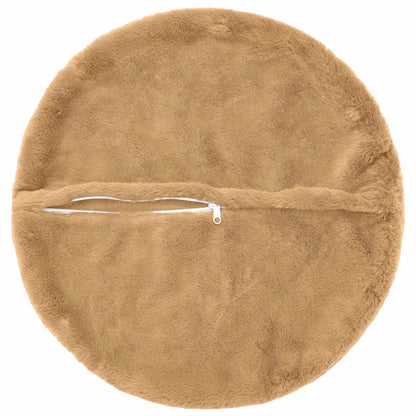 Cushion Cover 2 pcs HEERLEN Taupe Ø 60 cm Faux Rabbit Fur