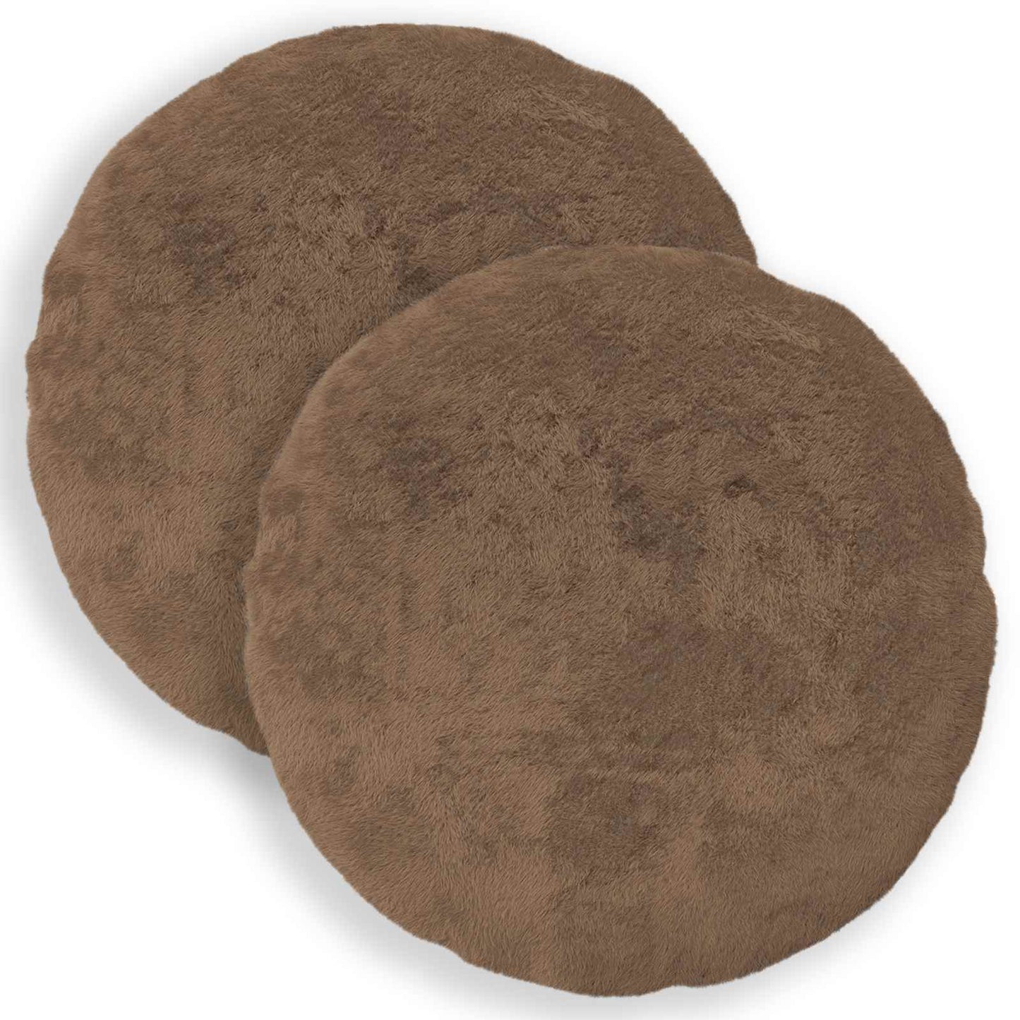 Cushion Cover 2 pcs HEERLEN Light Brown Ø 60 cm Faux Rabbit Fur