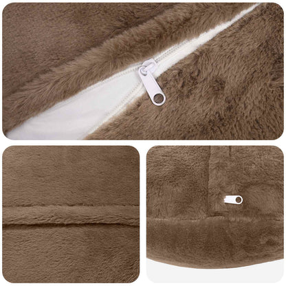 Cushion Cover 6 pcs HEERLEN Light Brown Ø 60 cm Faux Rabbit Fur