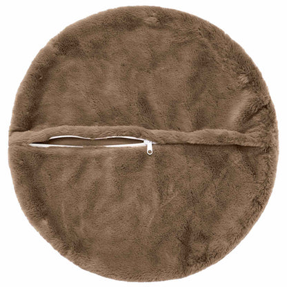 Cushion Cover 6 pcs HEERLEN Light Brown Ø 60 cm Faux Rabbit Fur