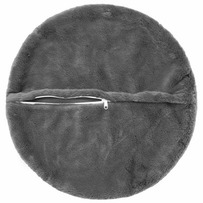 Cushion Cover 6 pcs HEERLEN Dark Grey Ø 60 cm Faux Rabbit Fur