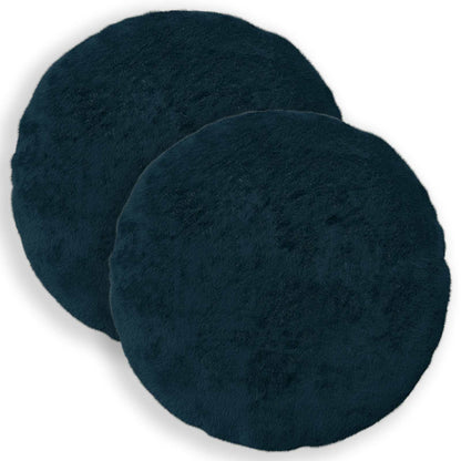 Cushion Cover 2 pcs HEERLEN Navy Blue Ø 60 cm Faux Rabbit Fur