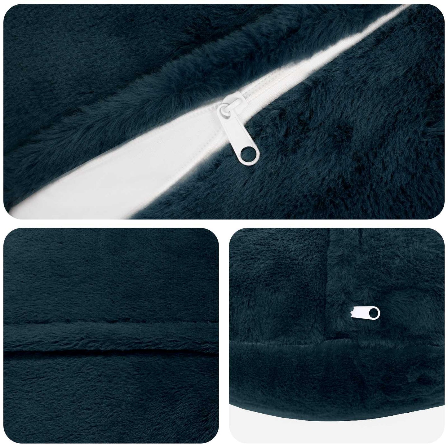 Cushion Cover 6 pcs HEERLEN Navy Blue Ø 60 cm Faux Rabbit Fur