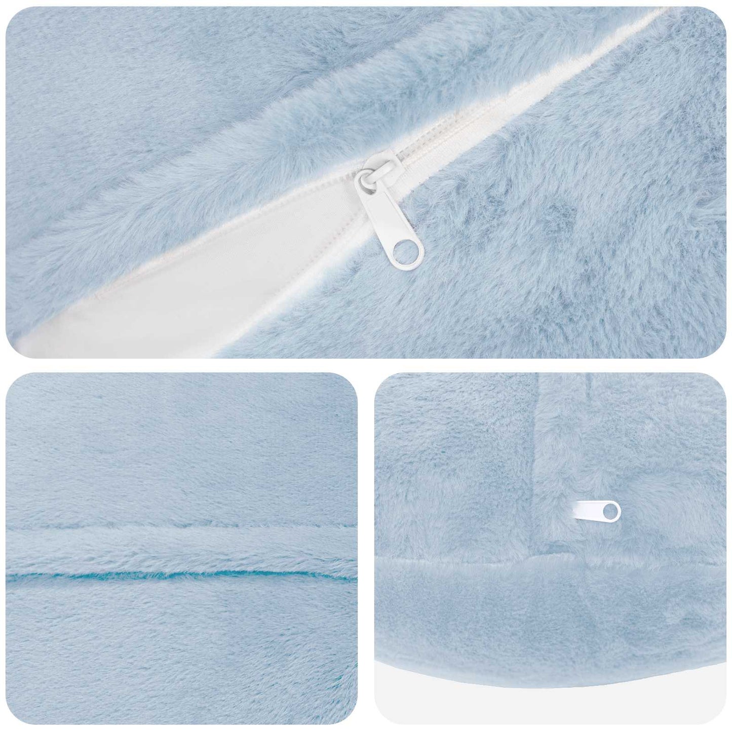 Cushion Cover 2 pcs HEERLEN Light Blue Ø 60 cm Faux Rabbit Fur
