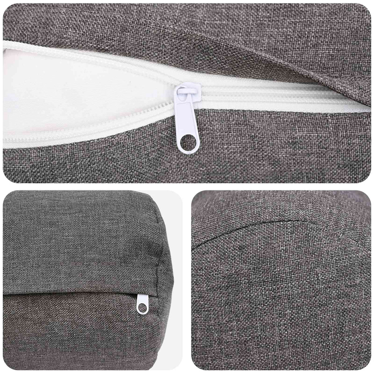 Cushion Cover 6 pcs HEERLEN Light Grey Ø 15 x 40 cm Fabric
