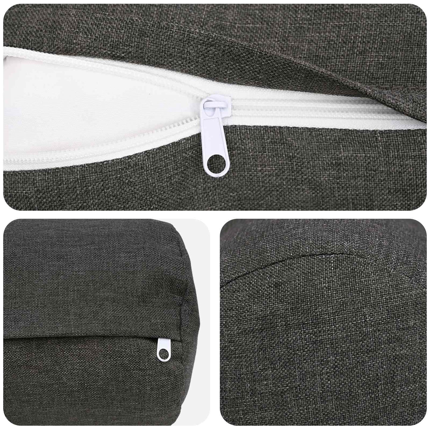 Cushion Cover 2 pcs HEERLEN Dark Grey Ø 15 x 40 cm Fabric