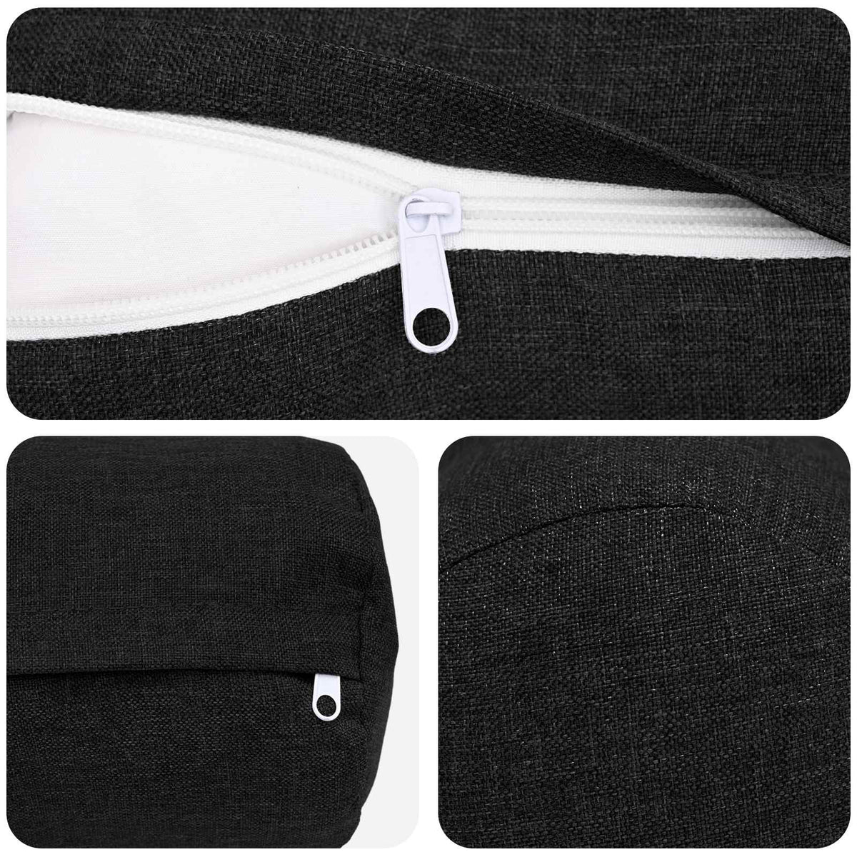 Cushion Cover 2 pcs HEERLEN Black Ø 15 x 40 cm Fabric