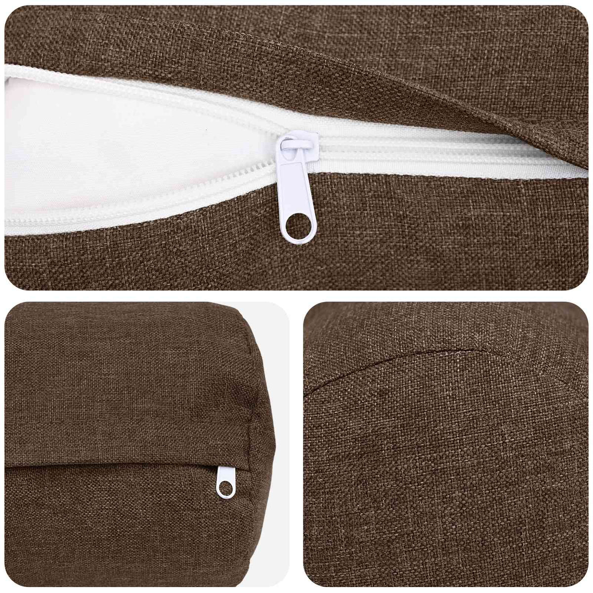 Cushion Cover 6 pcs HEERLEN Brown Ø 15 x 40 cm Fabric
