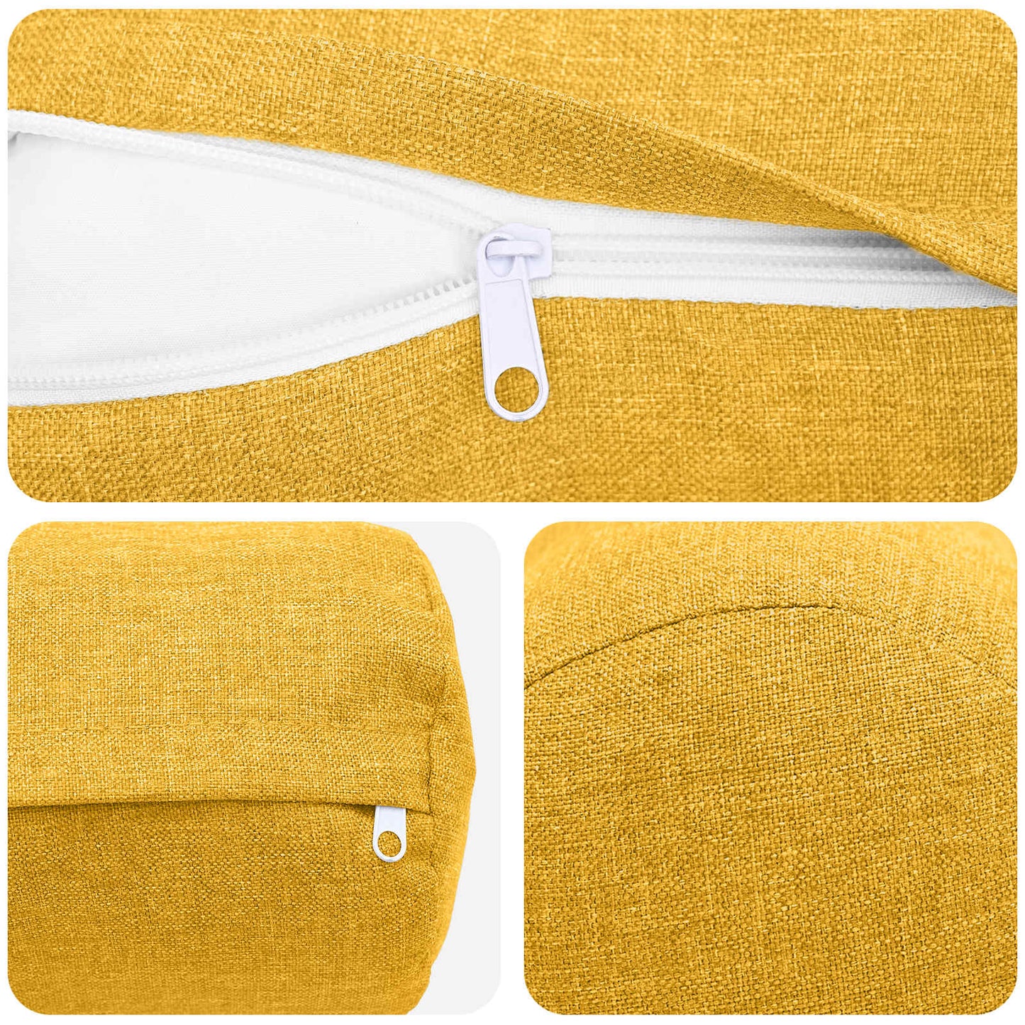 Cushion Cover 6 pcs HEERLEN Light Yellow Ø 15 x 40 cm Fabric