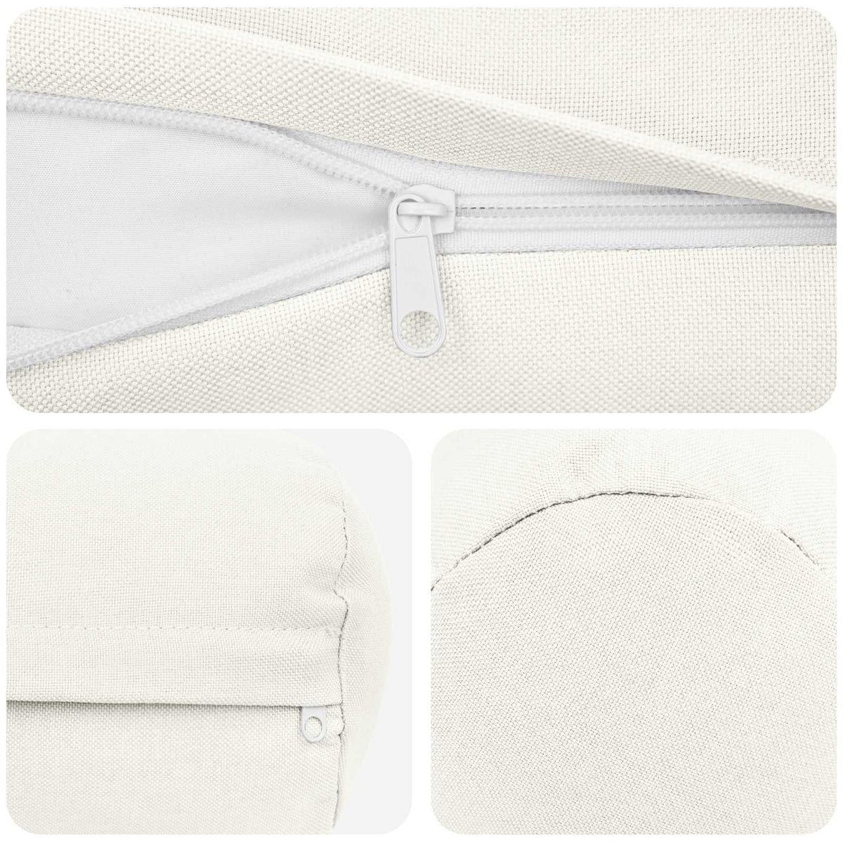 Cushion Cover 2 pcs HEERLEN White Ø 15 x 40 cm Fabric