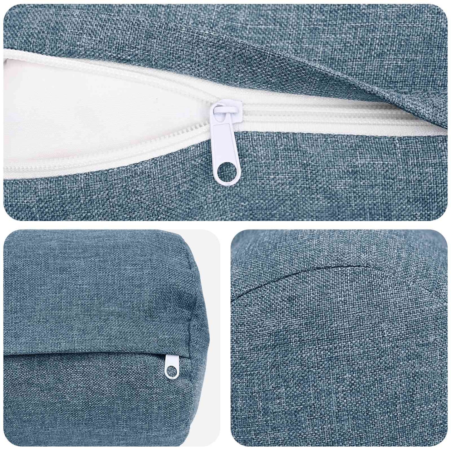 Cushion Cover 2 pcs HEERLEN Jeans Blue Ø 15 x 40 cm Fabric